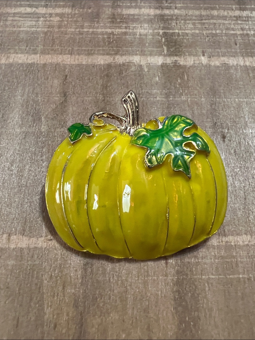 3/$18 Yellow Pumpkin Enamel Brooch Lot 6066